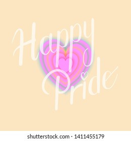 Happy Pride pink rainbow heart