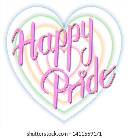 Happy Pride pink rainbow hearts