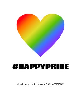 Happy pride. Vector greeting card for pride month with LGBT colors heart. For social media post