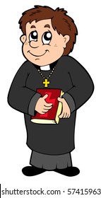 Happy priest on white background - vector illustration.