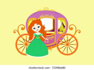 happy princess with royal carriage