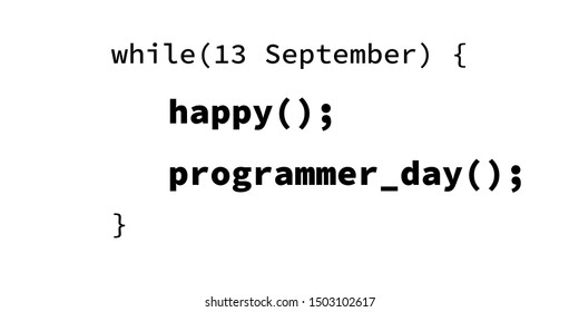 Happy programmer day image illustration. While statement code with isolated white background