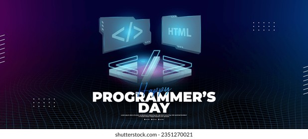 banner de feliz día de programadores de estilo moderno