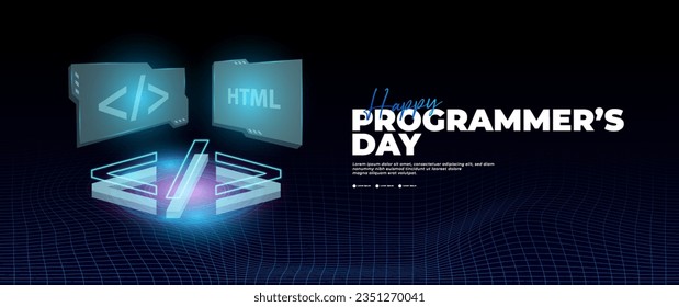 banner de feliz día de programadores de estilo moderno