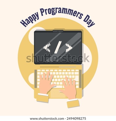 Happy Programmers Day poster with a programmer's hands at work