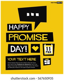 Happy Promise Day 11 February (Flat Style Vector Illustration Love Valentine Week Poster Design) with Text Box Template