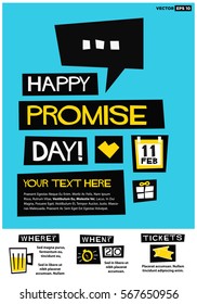 Happy Promise Day 11 February (Flat Style Vector Illustration Love Valentine Week Poster Design) Event Invitation with Venue and Time Details
