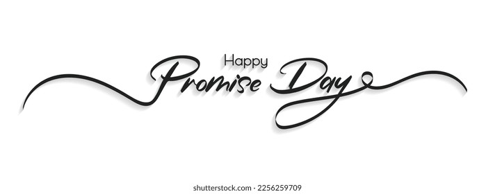 Happy Promise Day line lettering. Hand drawn modern vector calligraphy isolated on white background. Simple inscription with swashes, wavy lettering text. Design for holiday greeting card