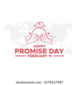 Happy Promise Day Post and Greeting Card. 11 February - Promise Day of Valentine's Week Vector Illustration