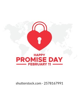 Happy Promise Day Post and Greeting Card. 11 February - Promise Day of Valentine's Week Vector Illustration