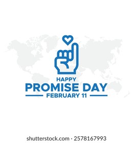 Happy Promise Day Post and Greeting Card. 11 February - Promise Day of Valentine's Week Vector Illustration