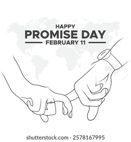 Happy Promise Day Post and Greeting Card. 11 February - Promise Day of Valentine's Week Vector Illustration