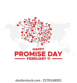 Happy Promise Day Post and Greeting Card. 11 February - Promise Day of Valentine's Week Vector Illustration