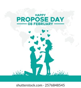 Happy Propose Day Post and Greeting Card. 8 February - Propose Day of Valentine's Week Vector Illustration,happy propose day