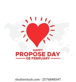 Happy Propose Day Post and Greeting Card. 8 February - Propose Day of Valentine's Week Vector Illustration,happy propose day