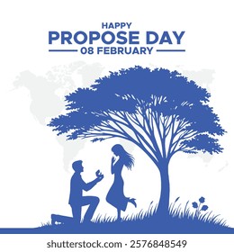 Happy Propose Day Post and Greeting Card. 8 February - Propose Day of Valentine's Week Vector Illustration,happy propose day