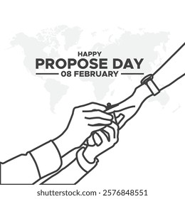 Happy Propose Day Post and Greeting Card. 8 February - Propose Day of Valentine's Week Vector Illustration,happy propose day