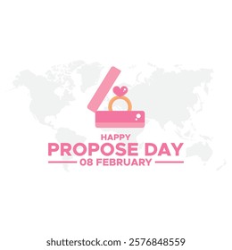 Happy Propose Day Post and Greeting Card. 8 February - Propose Day of Valentine's Week Vector Illustration,happy propose day