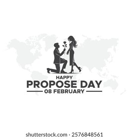 Happy Propose Day Post and Greeting Card. 8 February - Propose Day of Valentine's Week Vector Illustration,happy propose day