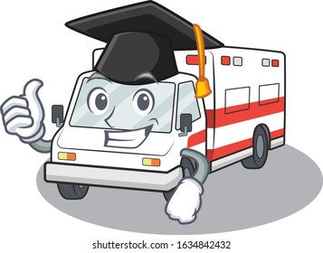 happy and proud of ambulance wearing a black Graduation hat
