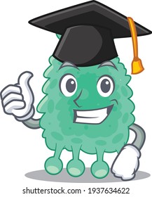 Happy proud of azotobacter vinelandii caricature design with hat for graduation ceremony