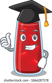 Happy proud of bloody mary cocktail caricature design with hat for graduation ceremony