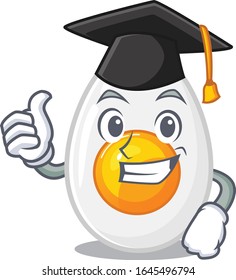 happy and proud of boiled egg wearing a black Graduation hat