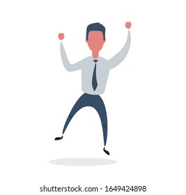 Happy and proud businessman. Business compliment concept. . Vector flat design illustration.