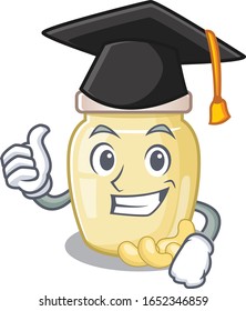 happy and proud of cashew butter wearing a black Graduation hat