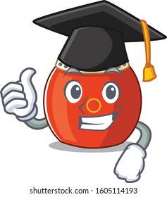 happy and proud of chinese drum wearing a black Graduation hat