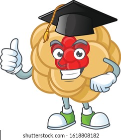 happy and proud of chinese gold flower wearing a black Graduation hat