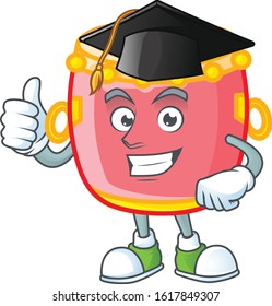 happy and proud of chinese red drum wearing a black Graduation hat