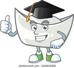 happy and proud of chinese silver ingot wearing a black Graduation hat