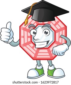happy and proud of chinese square feng sui wearing a black Graduation hat