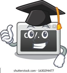 happy and proud of command window wearing a black Graduation hat