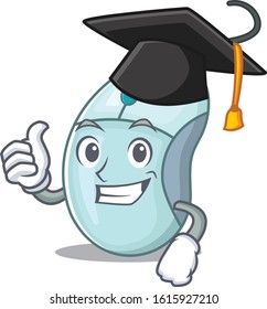 happy and proud of computer mouse wearing a black Graduation hat