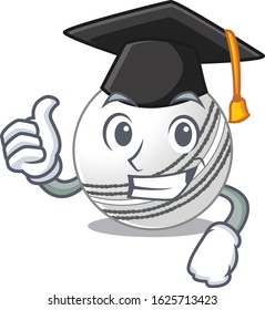 happy and proud of cricket ball wearing a black Graduation hat