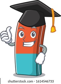 happy and proud of eraser wearing a black Graduation hat