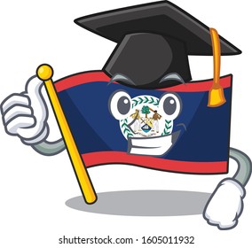 happy and proud of flag belize wearing a black Graduation hat