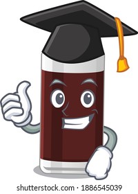 Happy proud of glass of chocolate caricature design with hat for graduation ceremony. Vector illustration