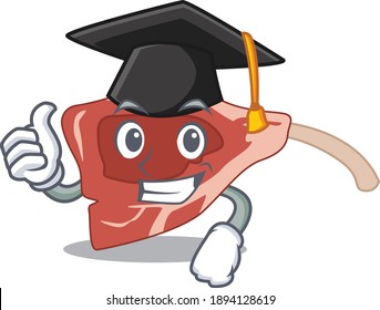 Happy proud of lamb chop caricature design with hat for graduation ceremony. Vector illustration