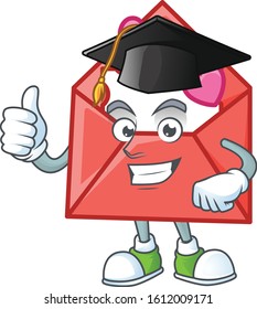 happy and proud of love letter wearing a black Graduation hat