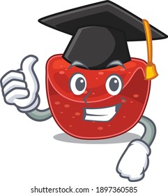 Happy proud of meatloaf caricature design with hat for graduation ceremony. Vector illustration