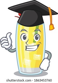 Happy proud of pina colada cocktail caricature design with hat for graduation ceremony