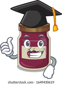 happy and proud of plum jam wearing a black Graduation hat