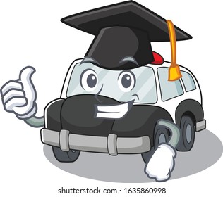 happy and proud of police car wearing a black Graduation hat
