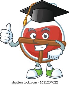 happy and proud of red potion wearing a black Graduation hat