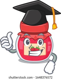 happy and proud of strawberry jam wearing a black Graduation hat