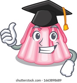 happy and proud of strawberry jelly wearing a black Graduation hat