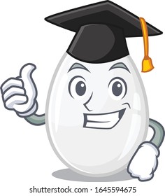 happy and proud of white egg wearing a black Graduation hat